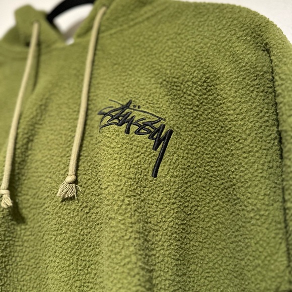Stussy Other - Stüssy Bronson Polar Fleece Drawstring Hoodie Sz: S olive green.Embroidered logo